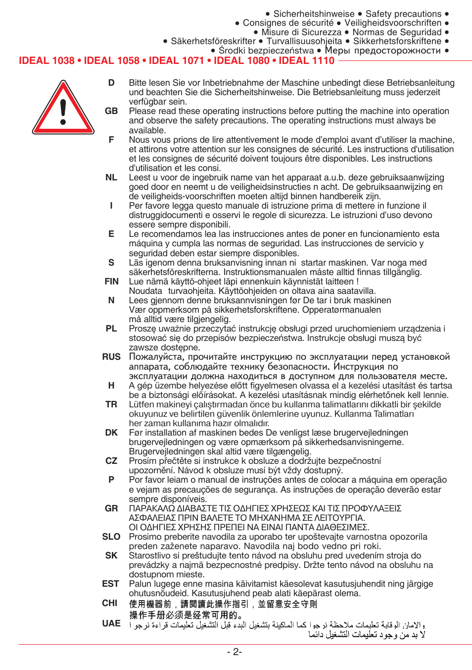 MBM Corporation TRIUMPH 1110 User Manual | Page 2 / 36