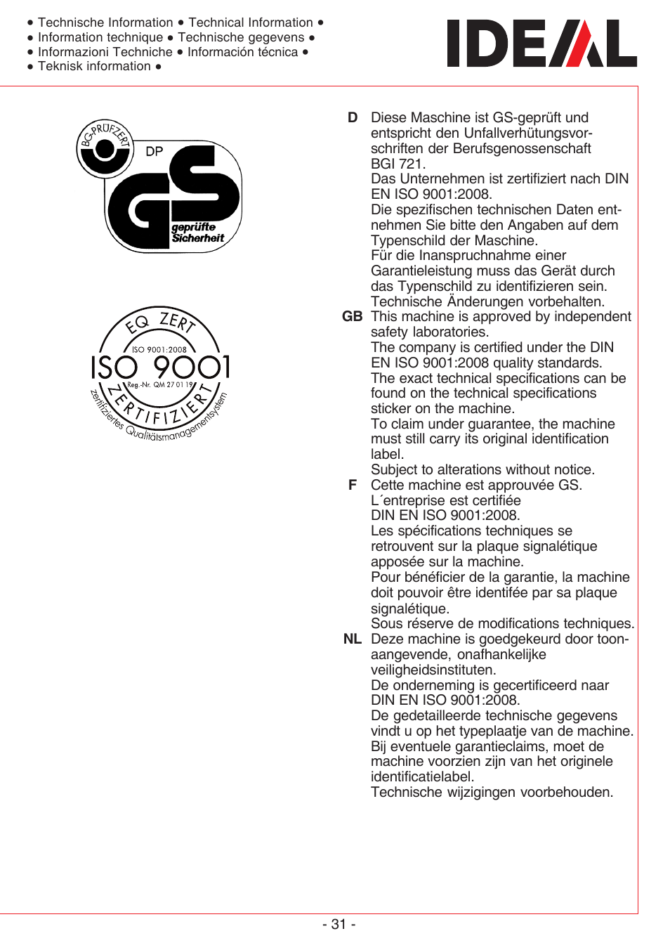 MBM Corporation TRIUMPH 1110 User Manual | Page 31 / 36