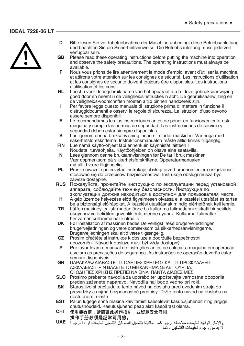 MBM Corporation TRIUMPH 721-06 LT User Manual | Page 2 / 48