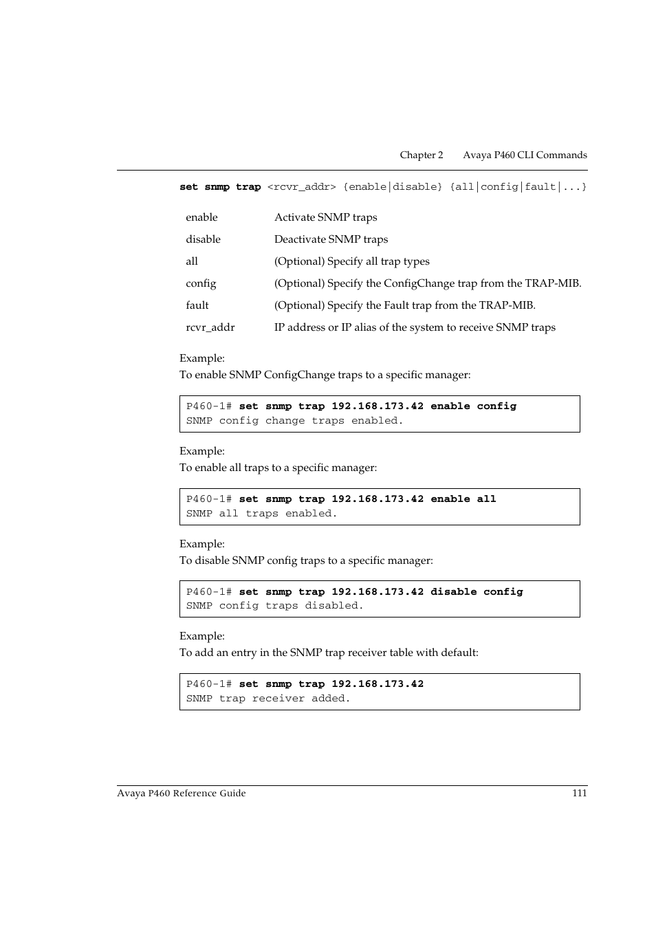 Avaya P460 User Manual | Page 121 / 224