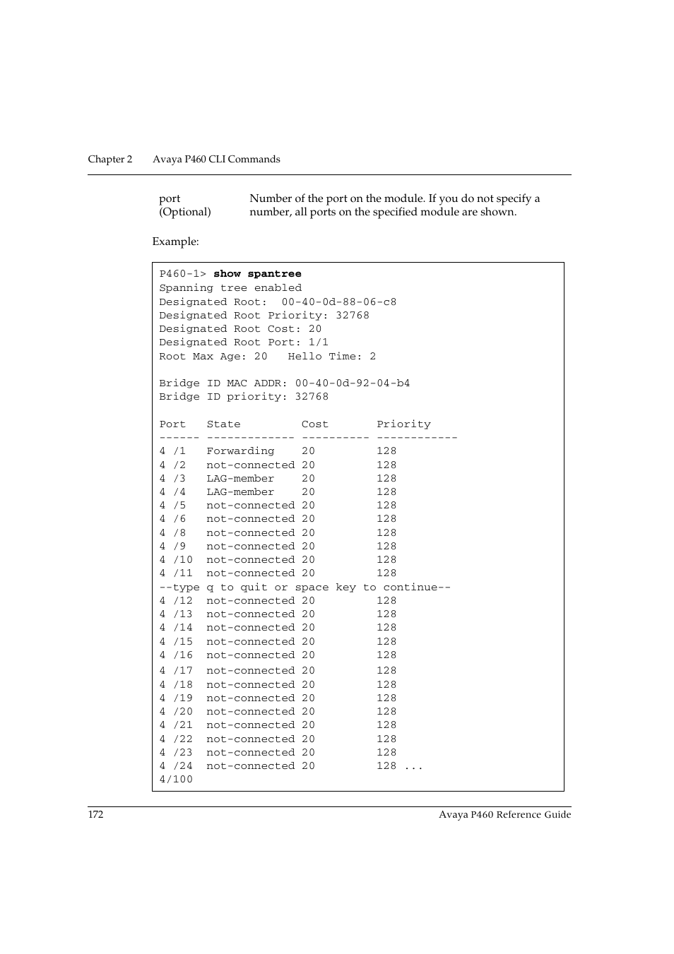 Avaya P460 User Manual | Page 182 / 224