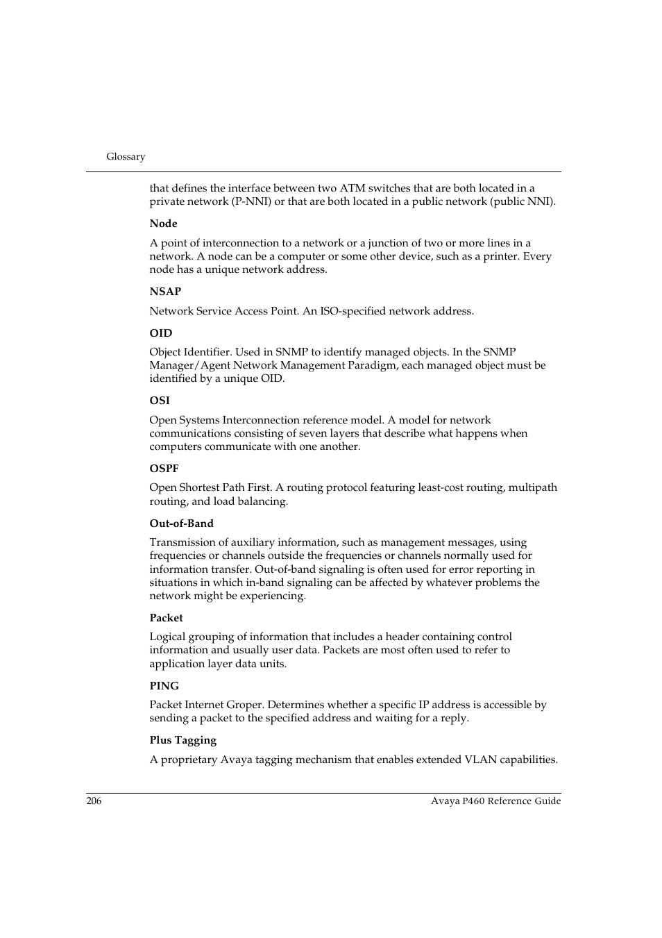 Avaya P460 User Manual | Page 216 / 224