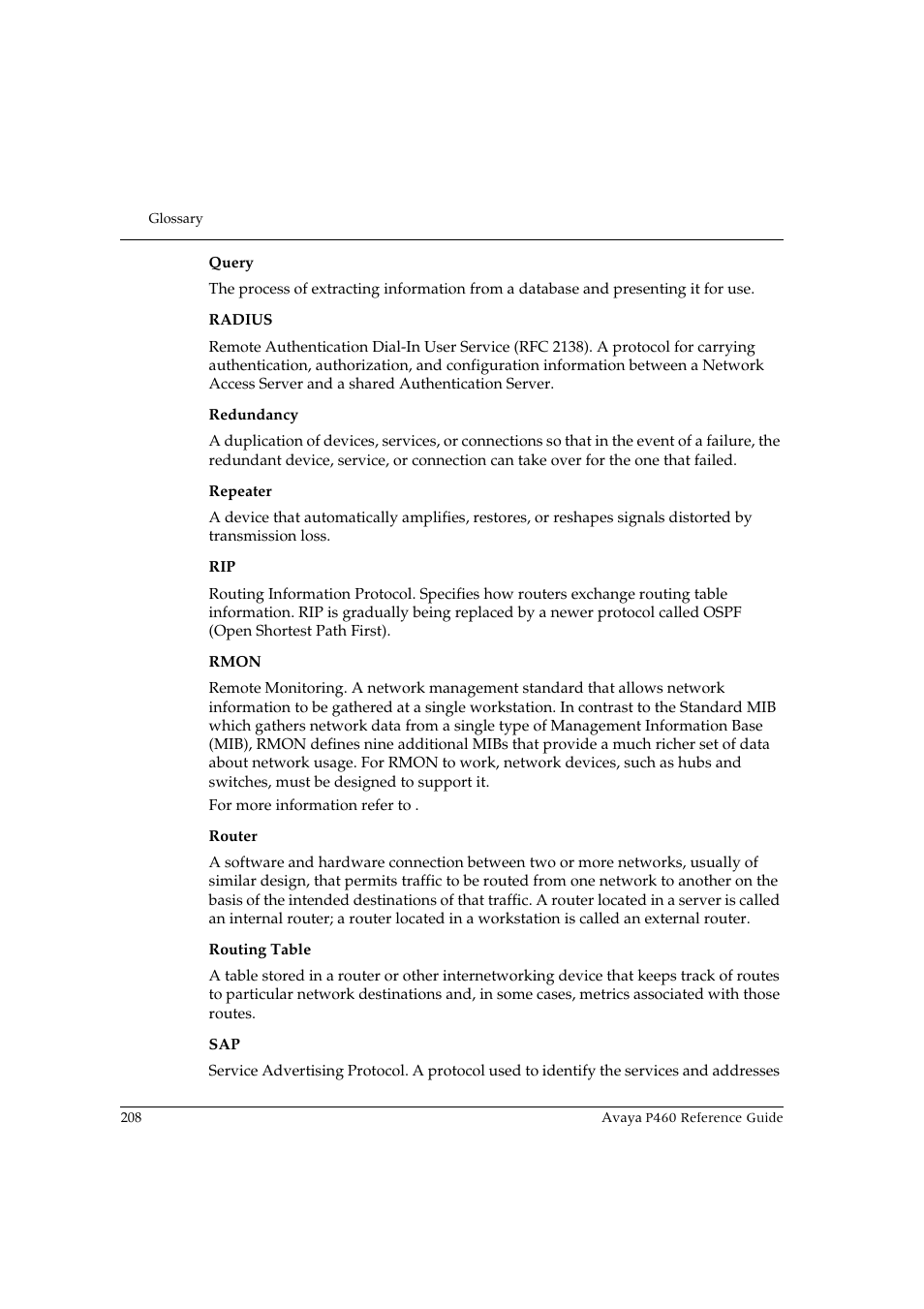 Avaya P460 User Manual | Page 218 / 224