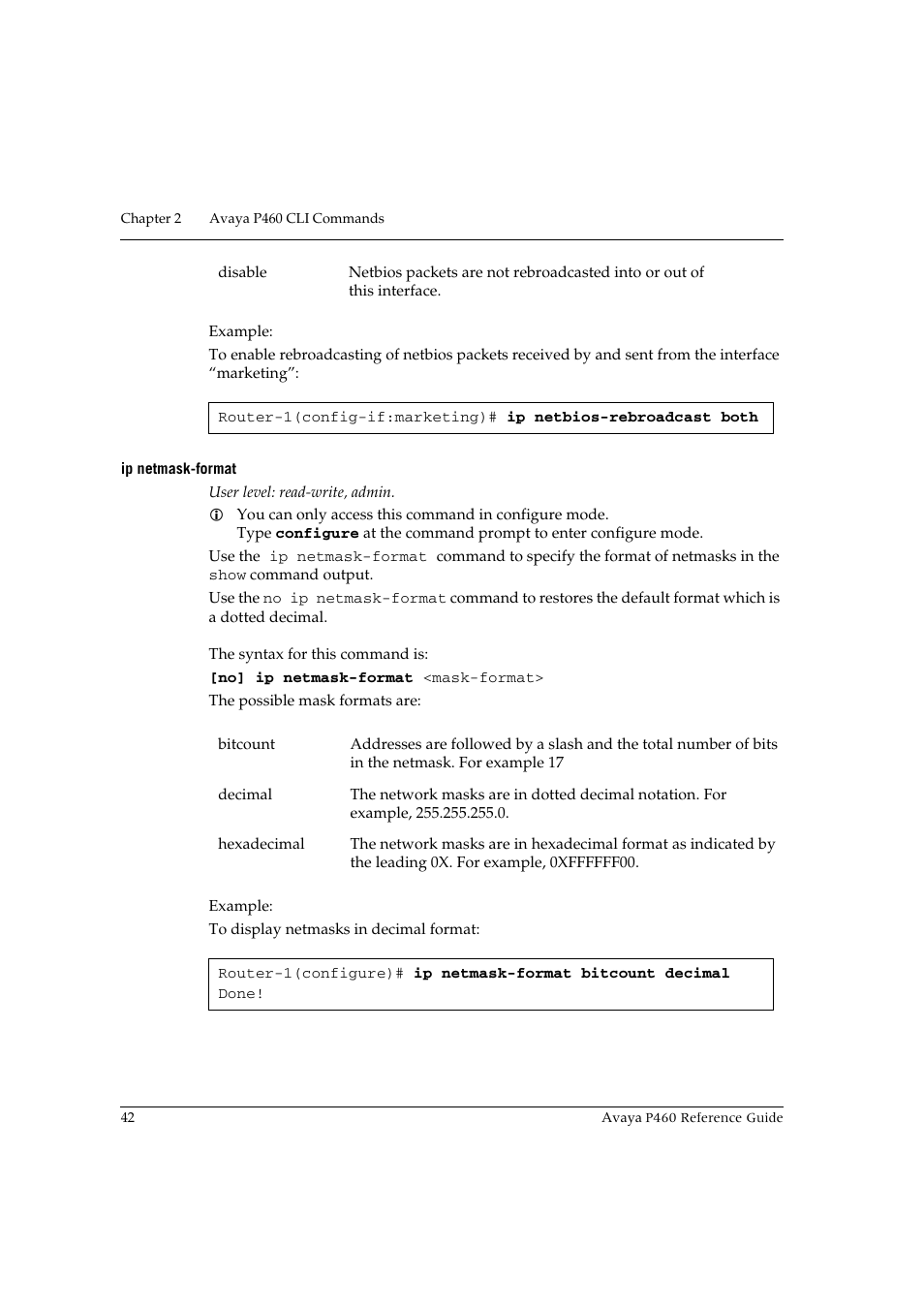 Ip netmask-format | Avaya P460 User Manual | Page 52 / 224