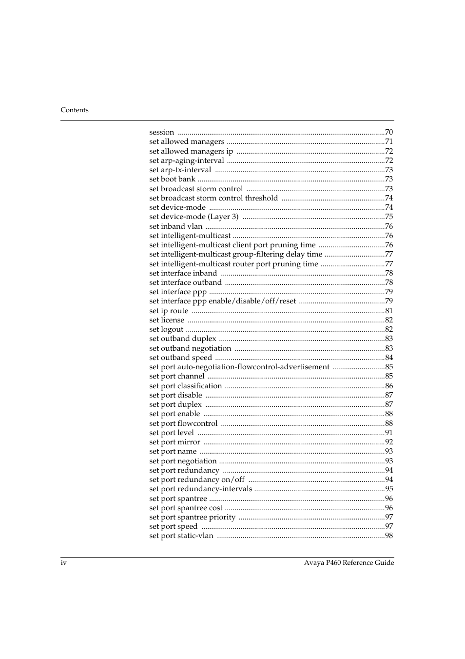 Avaya P460 User Manual | Page 6 / 224