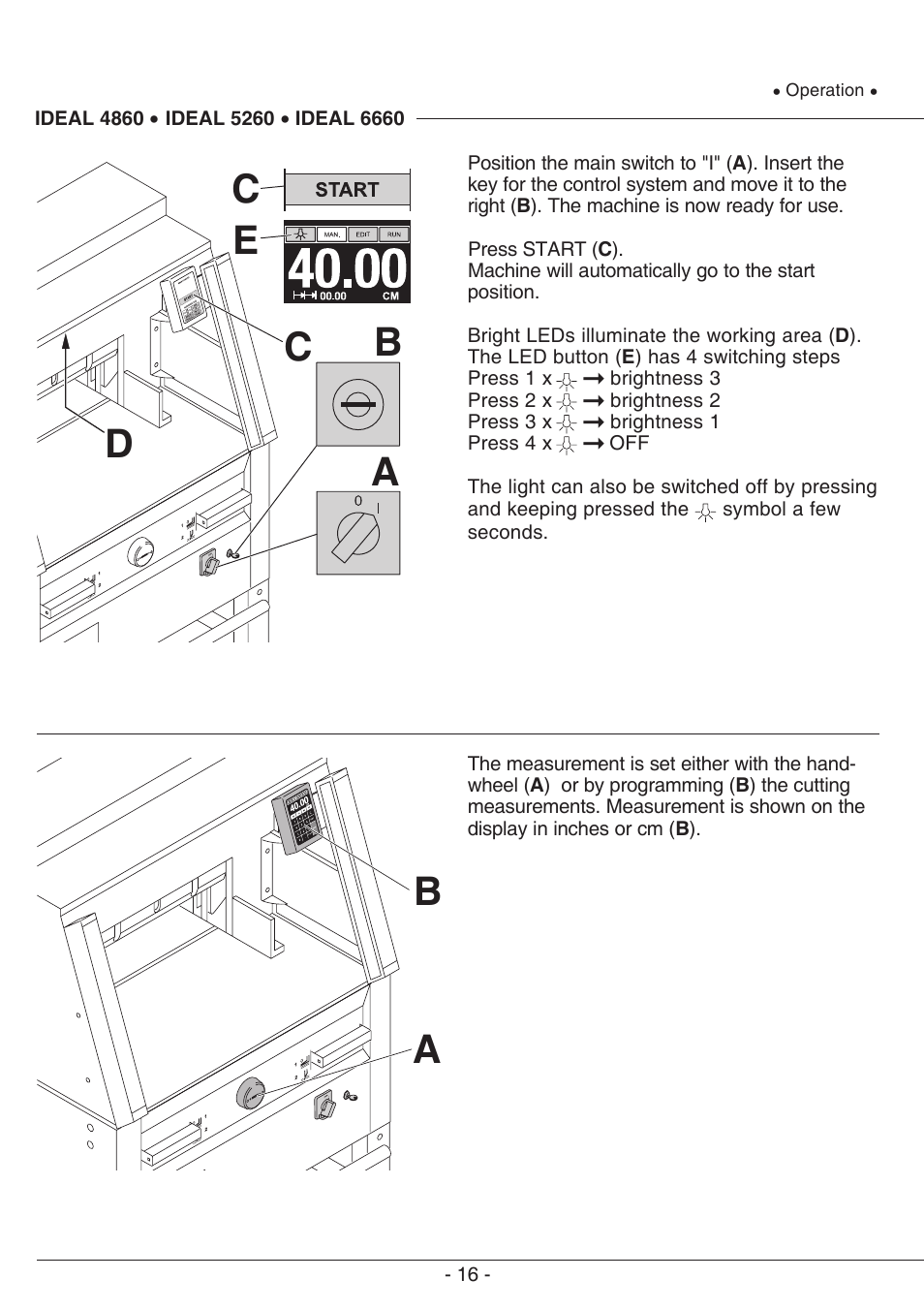 Be c d a, Cb a | MBM Corporation TRIUMPH 6660 User Manual | Page 16 / 48