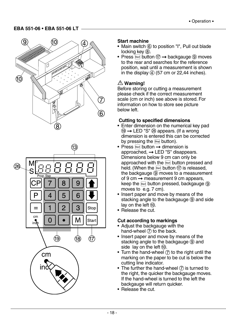 Cm inch | MBM Corporation TRIUMPH 5551-06 EP (9 STEP MODULE) User Manual | Page 18 / 44
