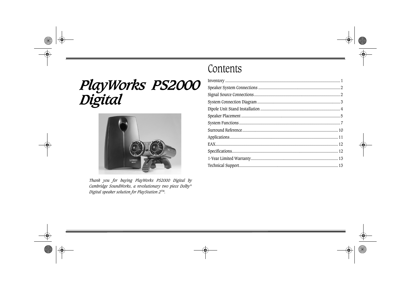 Cambridge SoundWorks PS2000 User Manual | Page 4 / 19