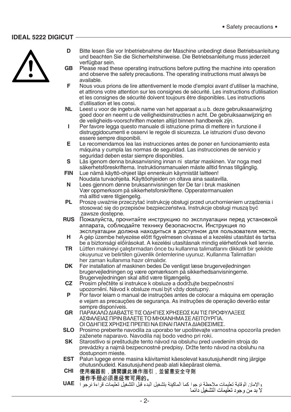 MBM Corporation TRIUMPH 5222 DIGICUT User Manual | Page 2 / 48