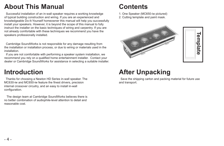 Cambridge SoundWorks MC650-IW User Manual | Page 4 / 14
