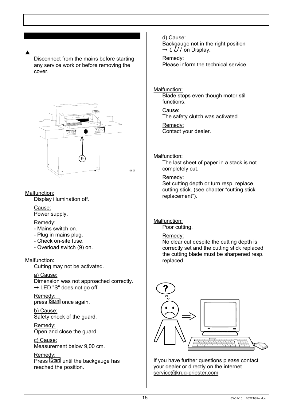1 trouble shooting | MBM Corporation 5221-EC User Manual | Page 15 / 20