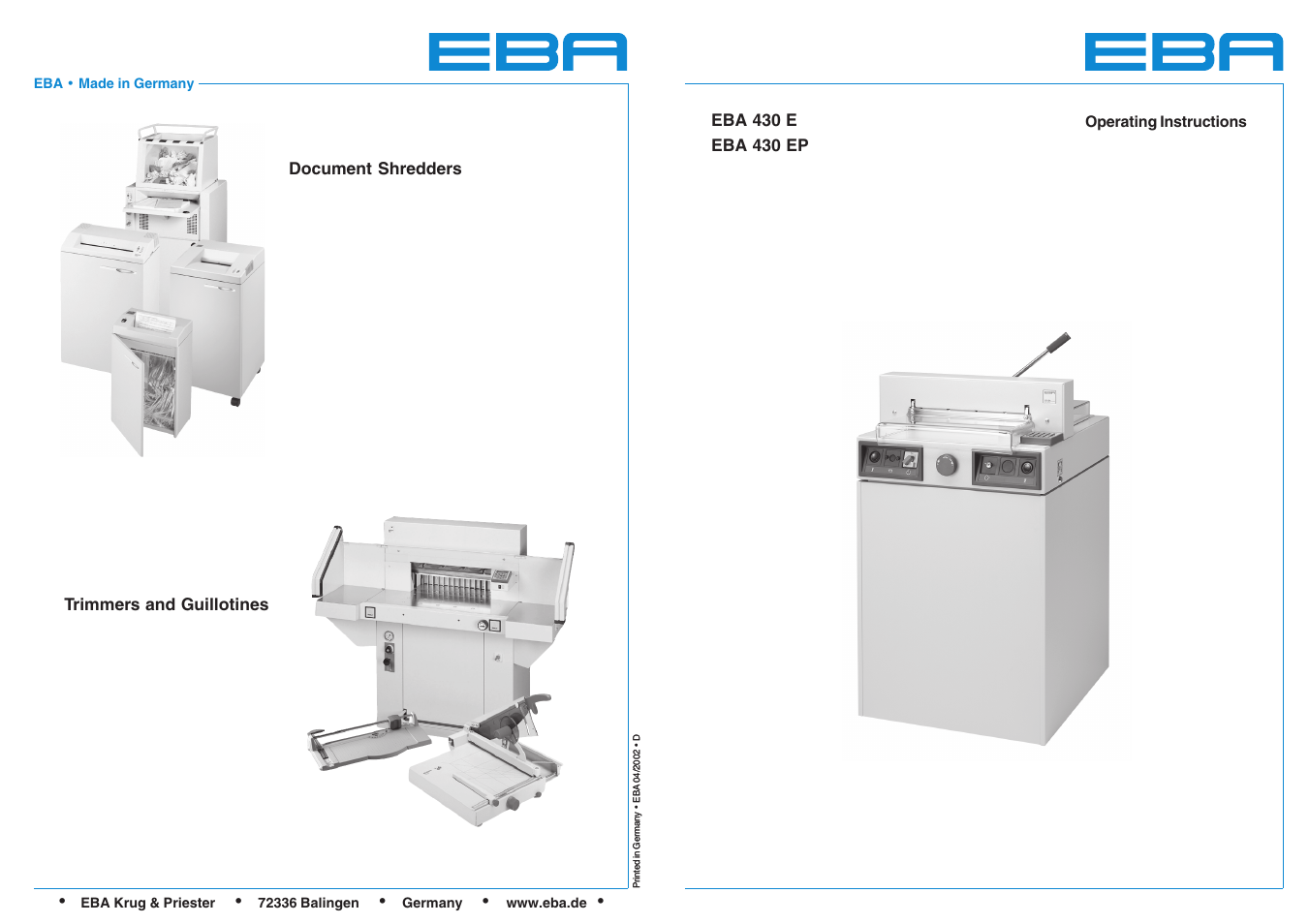 MBM Corporation 430 EP semi-automatic programmable User Manual | 23 pages