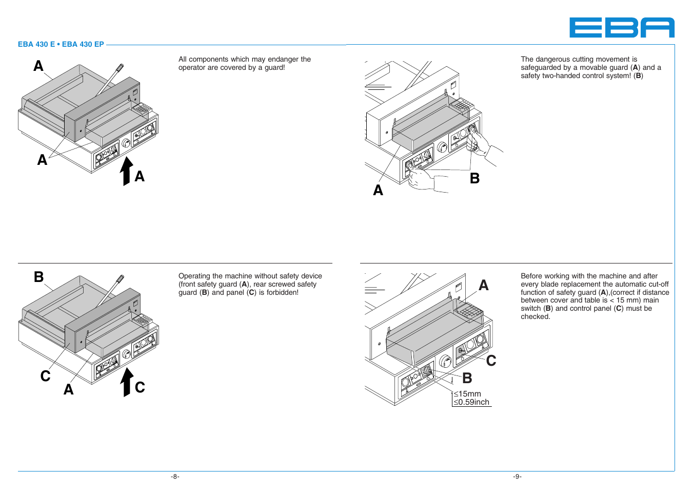 Ba b c a, Ab a c c | MBM Corporation 430 EP semi-automatic programmable User Manual | Page 5 / 23