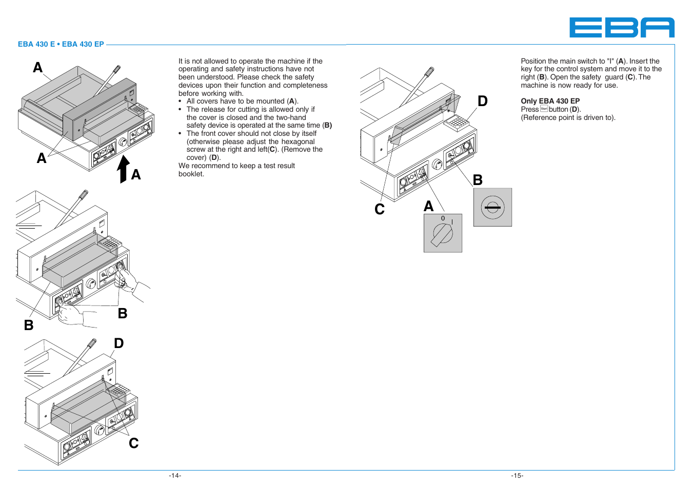 Ba c d, Ab b c d | MBM Corporation 430 EP semi-automatic programmable User Manual | Page 8 / 23