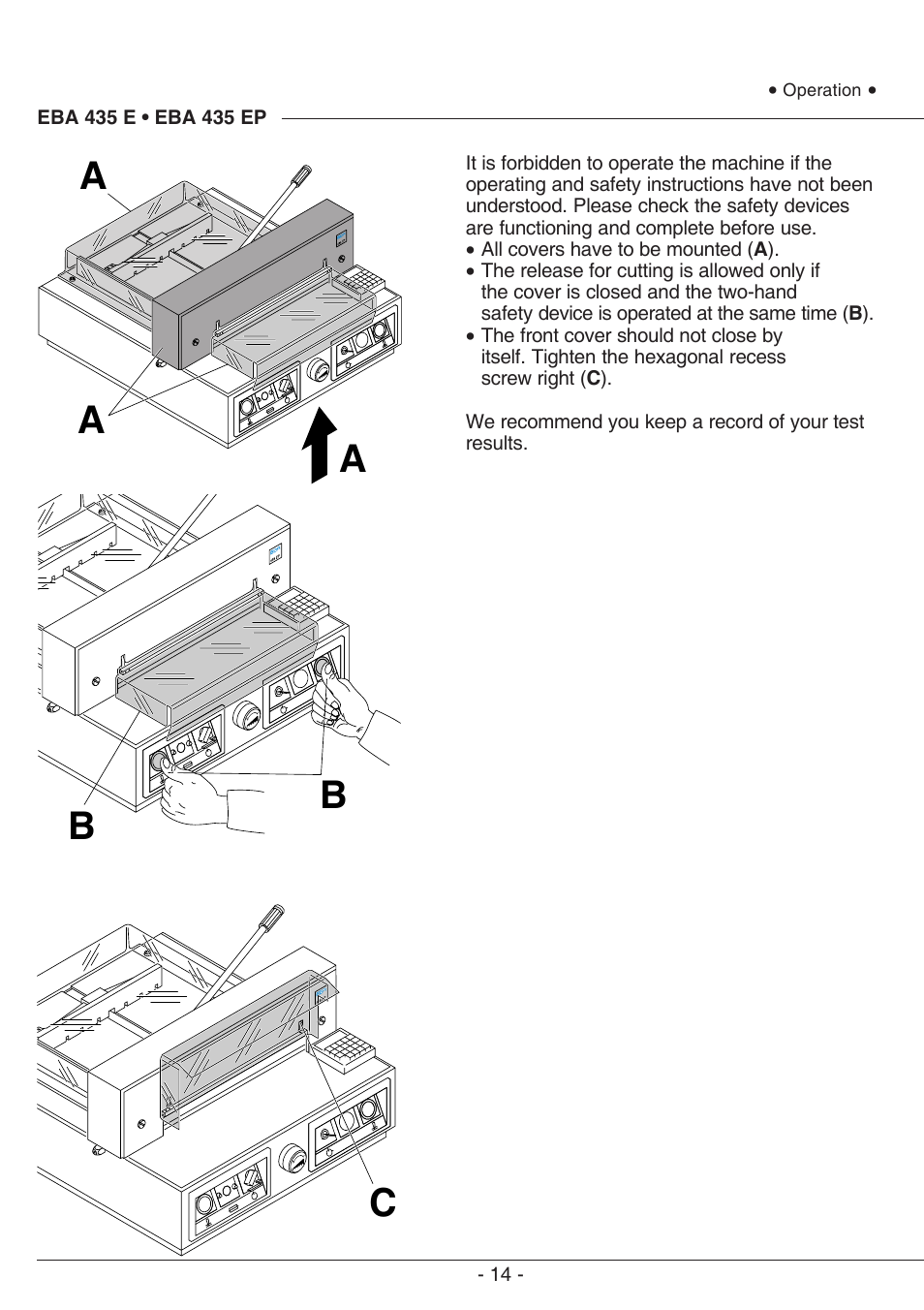 Ba a a c | MBM Corporation EBA 435 E User Manual | Page 14 / 48