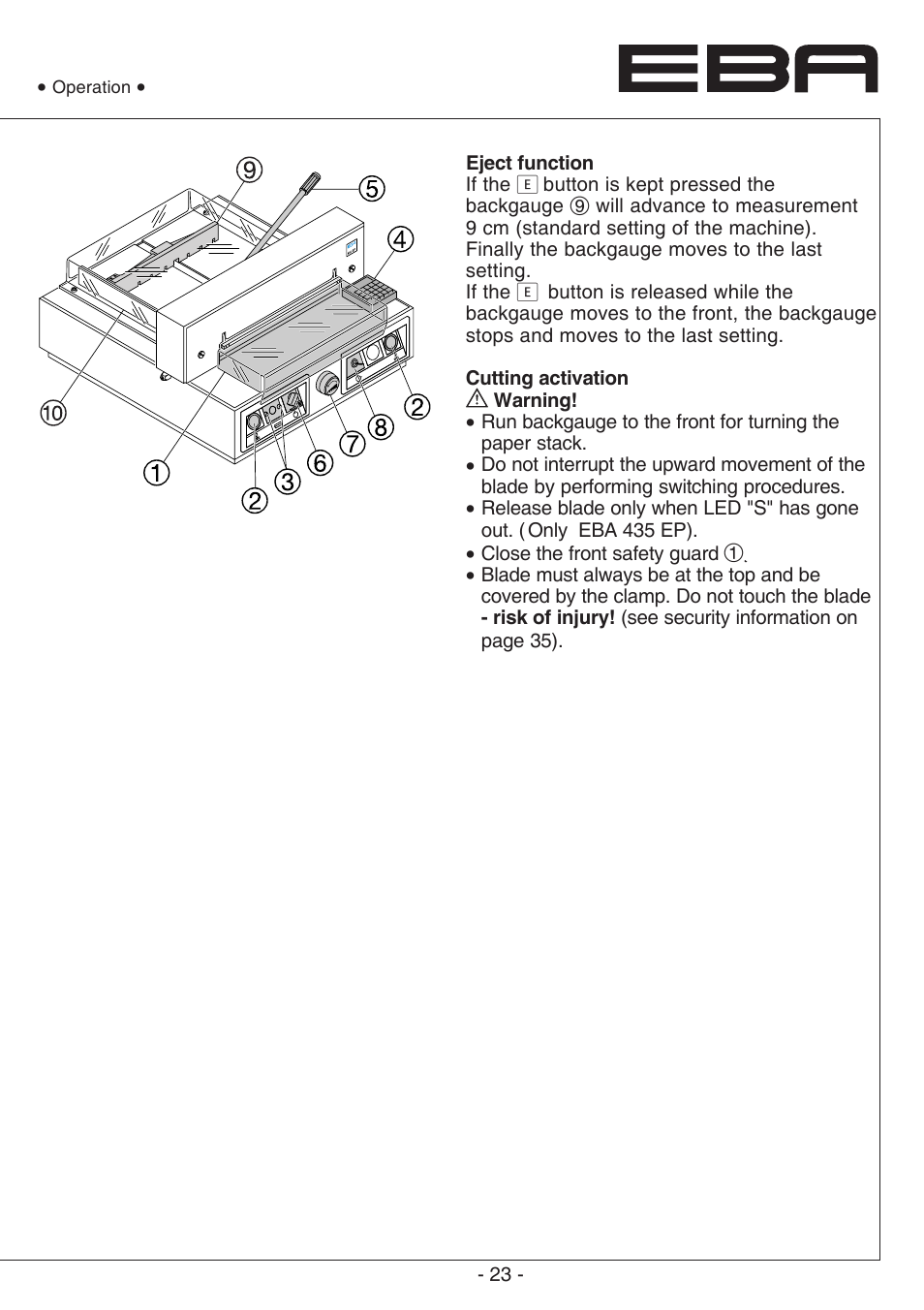 MBM Corporation EBA 435 E User Manual | Page 23 / 48