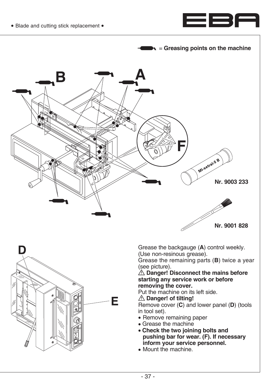 Ab f | MBM Corporation EBA 435 E User Manual | Page 37 / 48