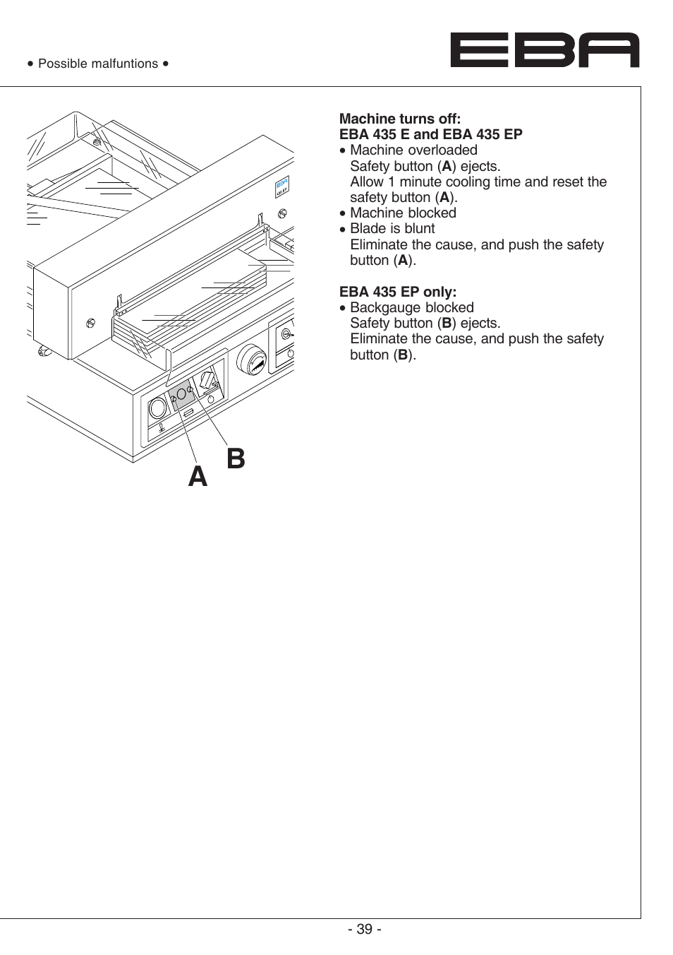 MBM Corporation EBA 435 E User Manual | Page 39 / 48