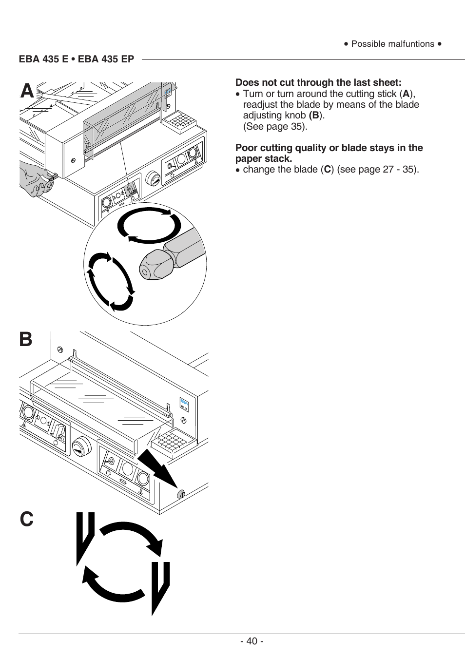 Bc a | MBM Corporation EBA 435 E User Manual | Page 40 / 48