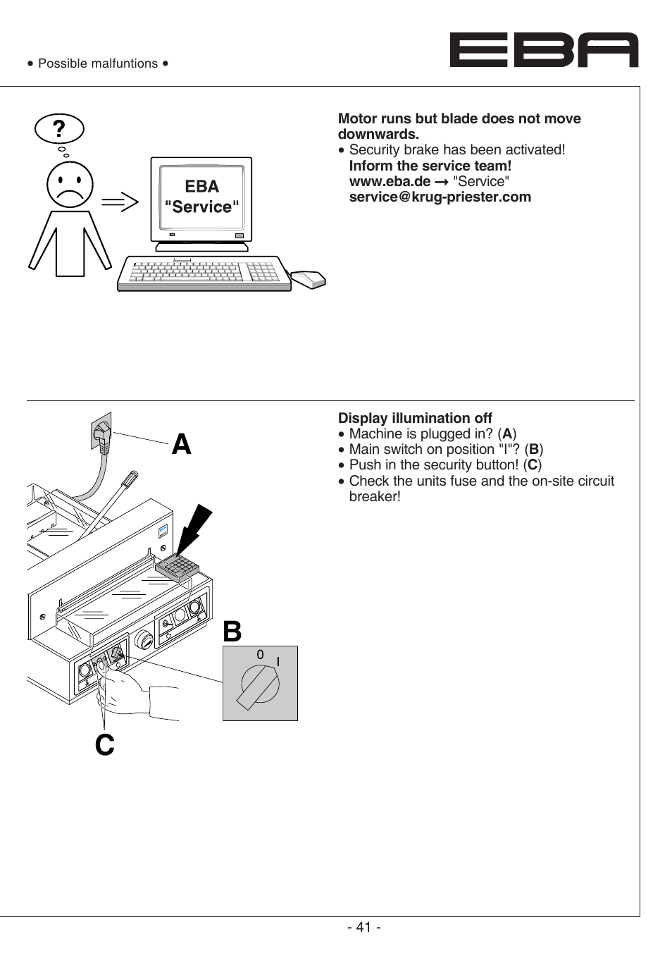 Ab c | MBM Corporation EBA 435 E User Manual | Page 41 / 48
