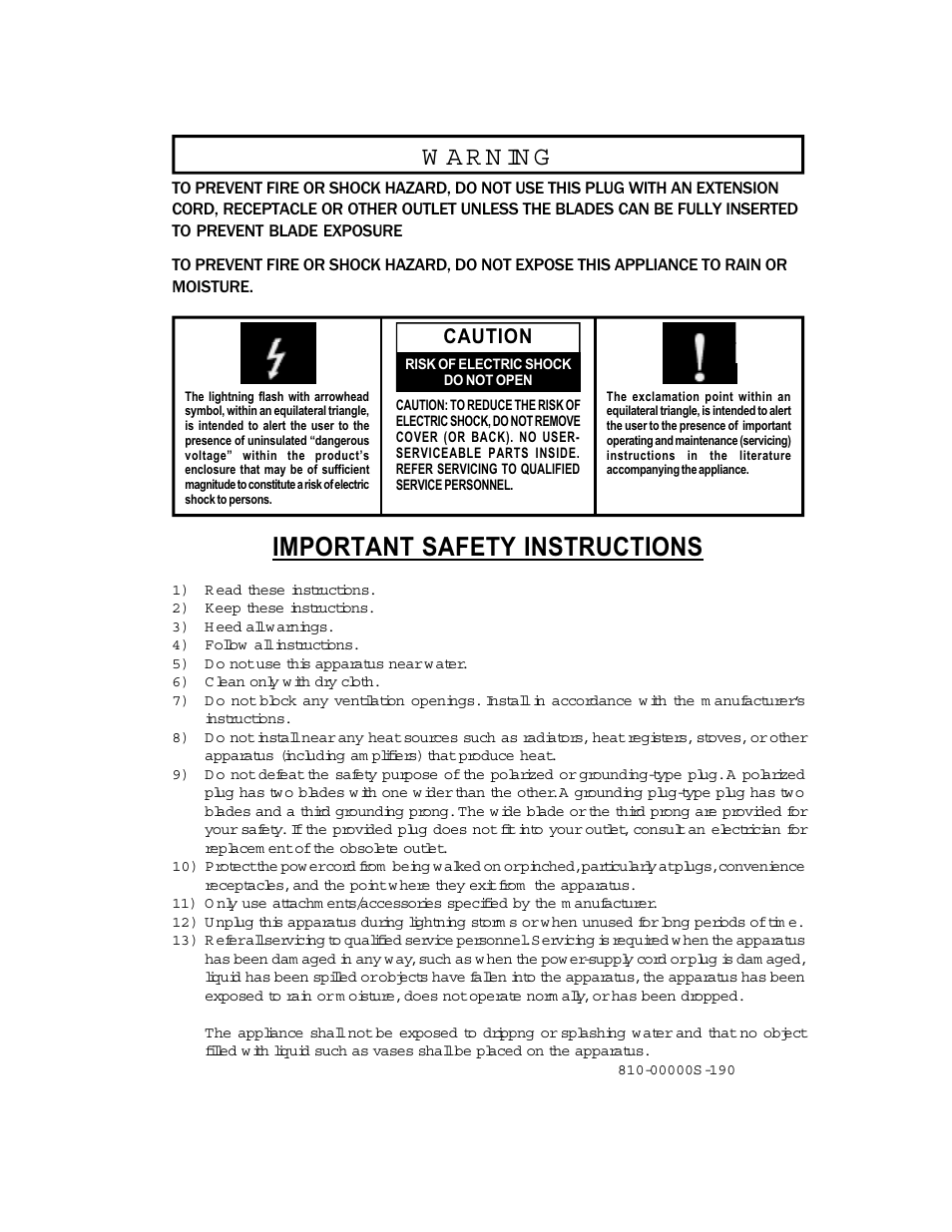 Important safety instructions, Caution | Cambridge SoundWorks 740 User Manual | Page 2 / 25