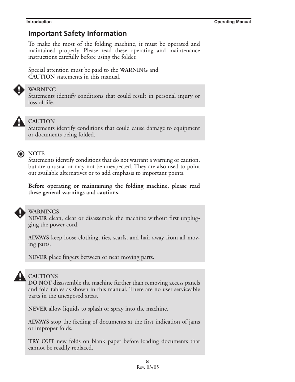 Important safety information | MBM Corporation MBM 256 LS Folder User Manual | Page 10 / 32