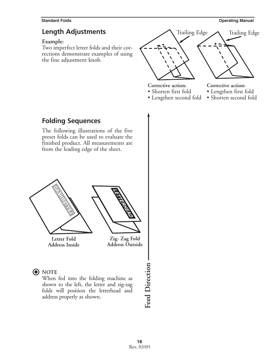 Feed d ir ection | MBM Corporation MBM 256 LS Folder User Manual | Page 20 / 32