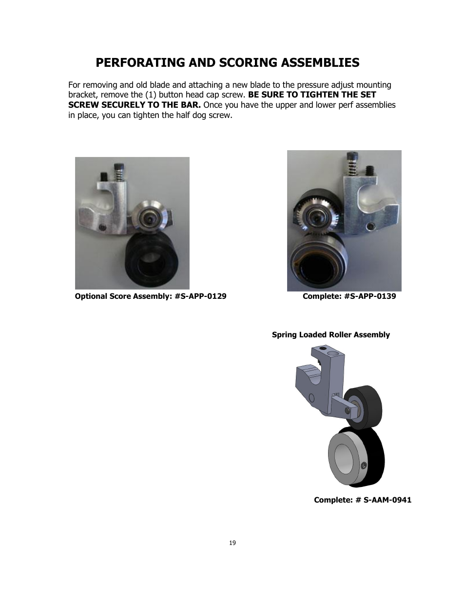 Perforating and scoring assemblies | MBM Corporation iCREASE EXCEL User Manual | Page 22 / 26