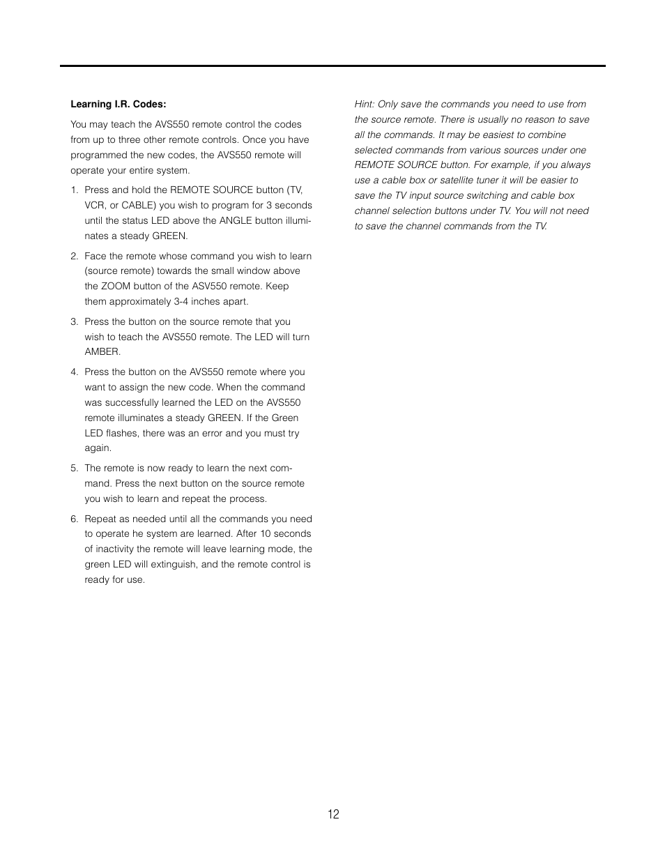 Cambridge SoundWorks AVS550 User Manual | Page 12 / 40