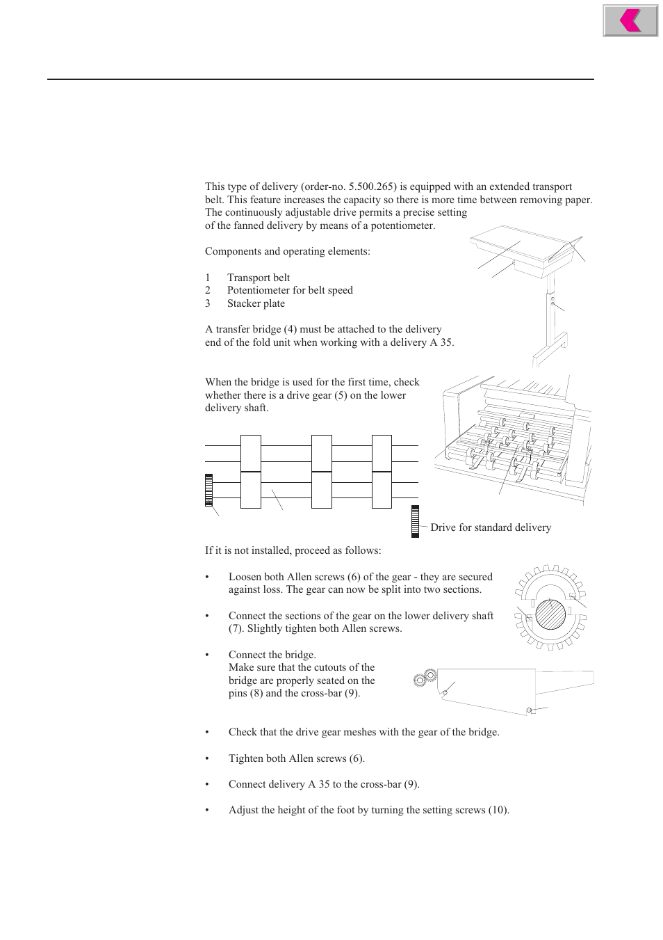 Fanned delivery a 35, Description, Installation | MBM Corporation 352S User Manual | Page 43 / 67