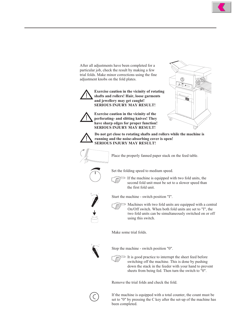 Operation and trial folds | MBM Corporation 352S User Manual | Page 45 / 67
