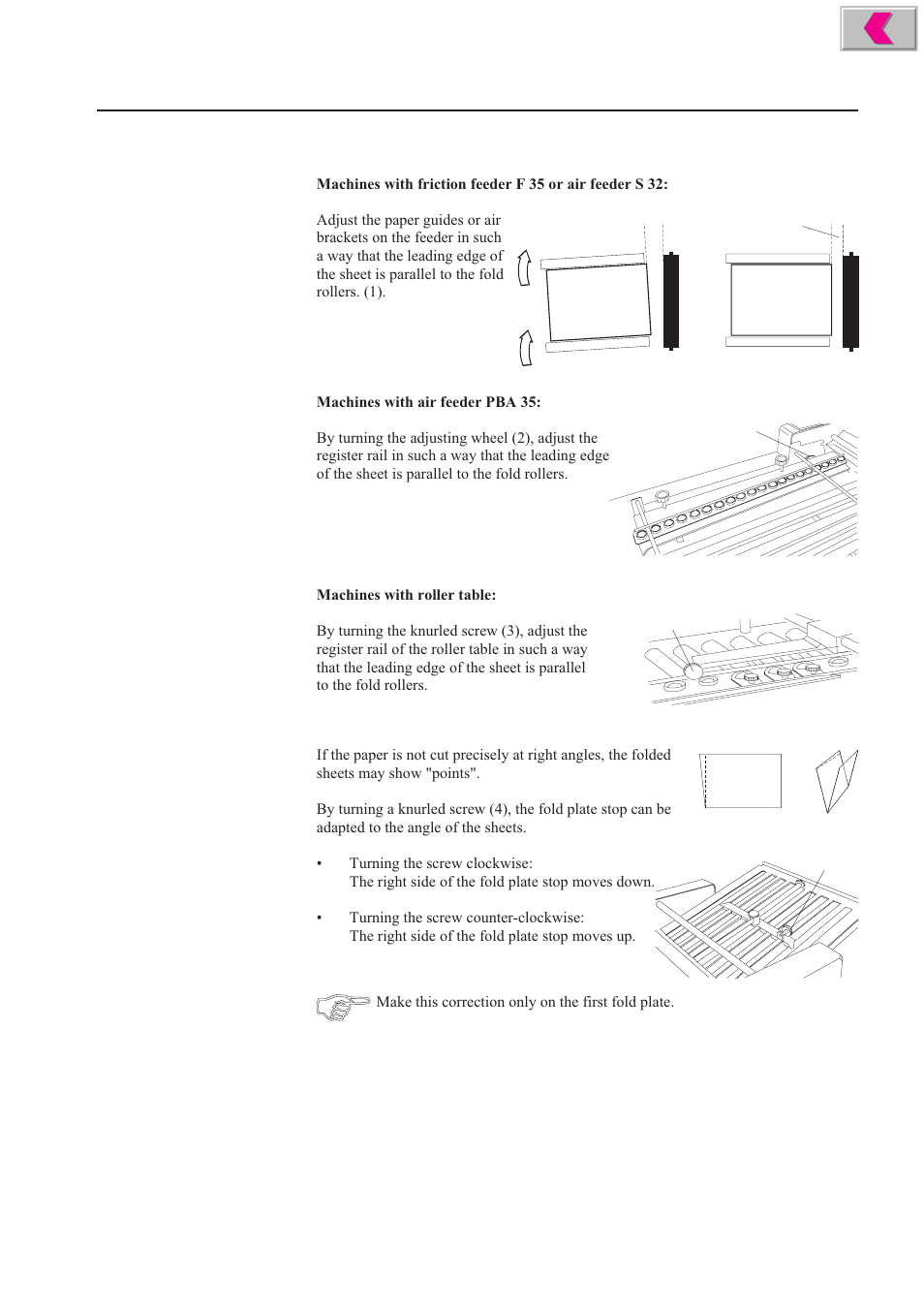 Correction of skewed folds, Out-of-square paper | MBM Corporation 352S User Manual | Page 49 / 67