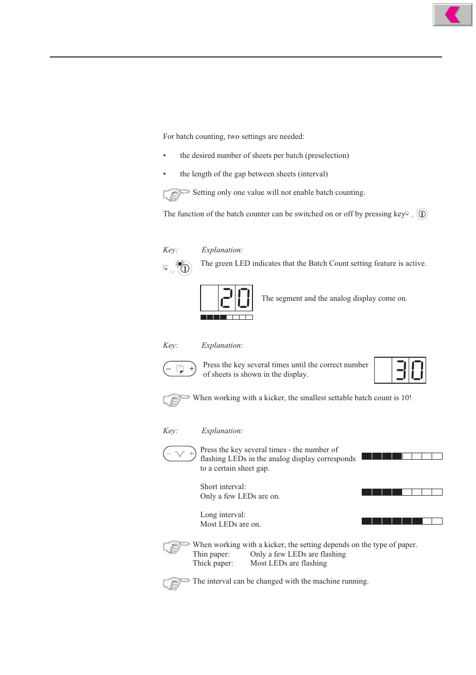 Setting the batch count | MBM Corporation 352S User Manual | Page 60 / 67