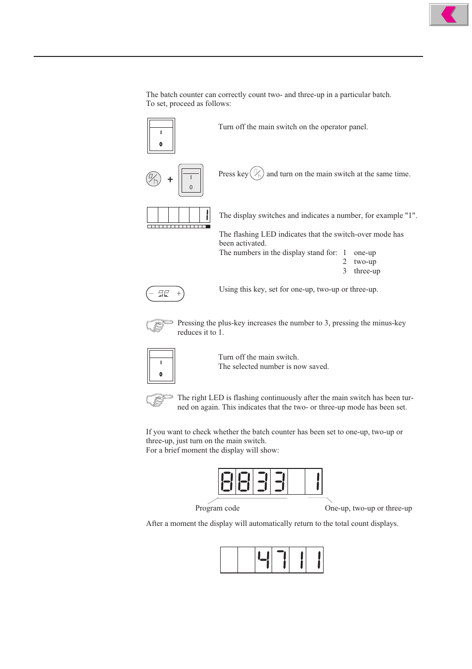 Batch counting for two-up and three- up | MBM Corporation 352S User Manual | Page 61 / 67