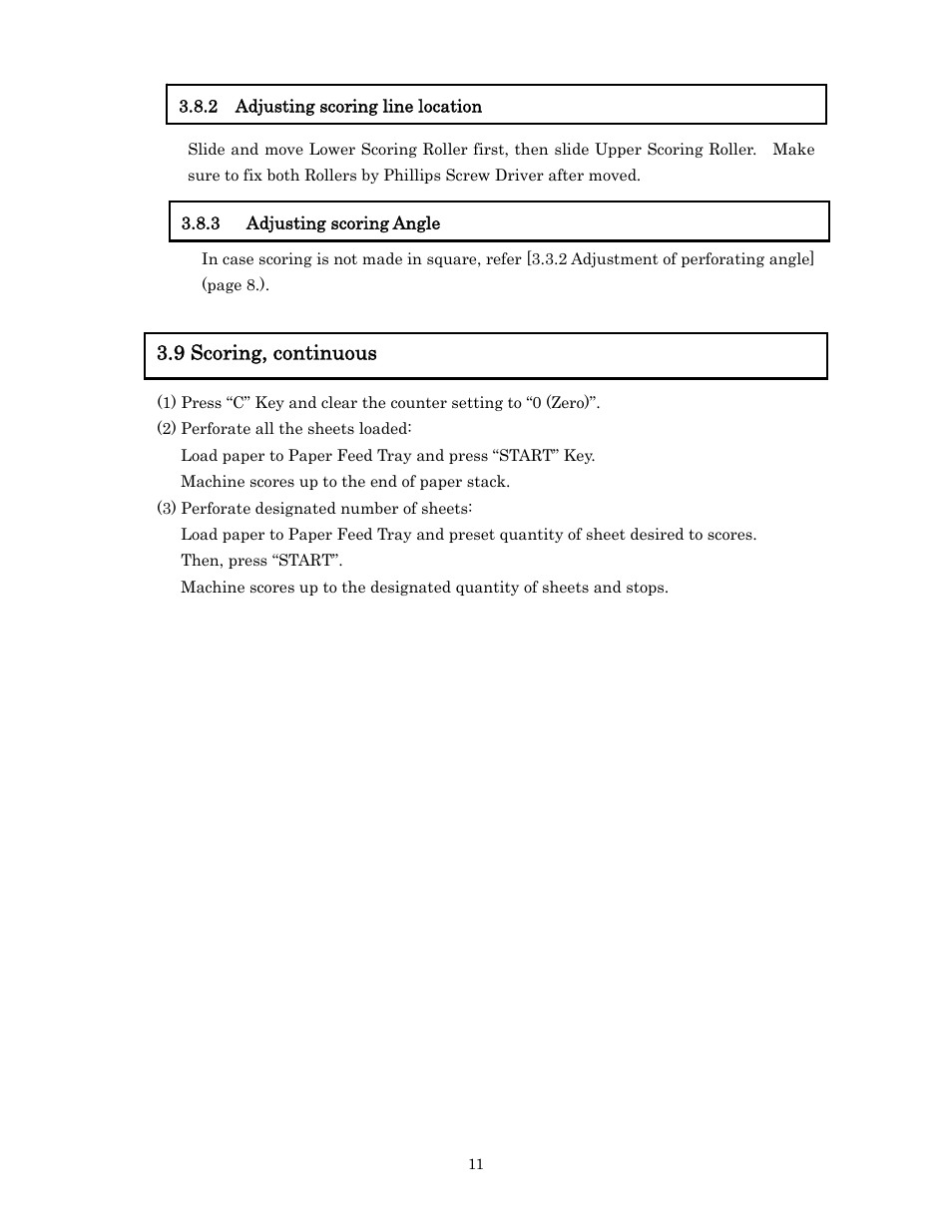 9 scoring, continuous | MBM Corporation 307A (PERF & SCORING UNIT) User Manual | Page 12 / 21