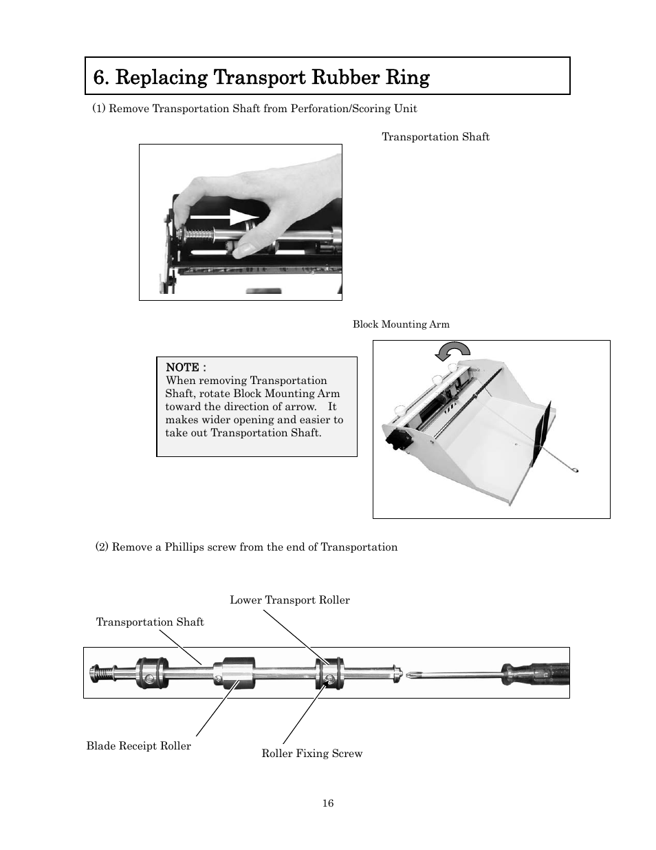 Replacing transport rubber ring | MBM Corporation 307A (PERF & SCORING UNIT) User Manual | Page 17 / 21