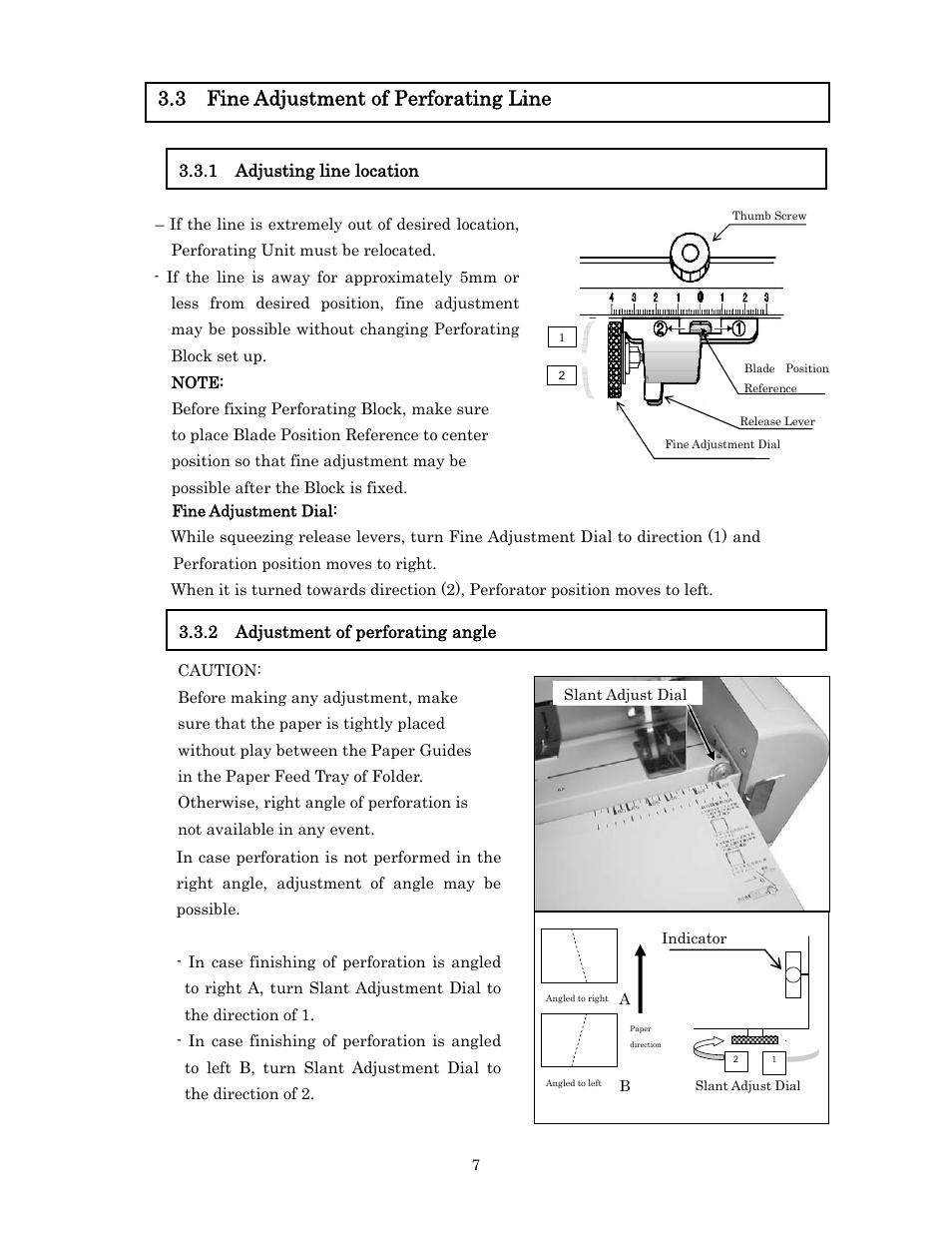 3 fine adjustment of perforating line | MBM Corporation 307A (PERF & SCORING UNIT) User Manual | Page 8 / 21