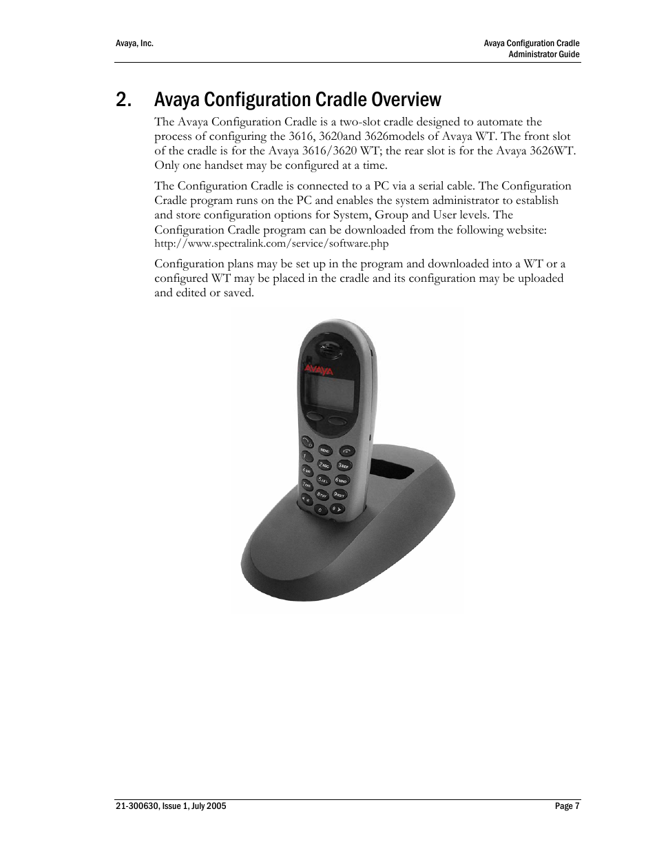 2 avaya configuration cradle overview, Avaya configuration cradle overview | Avaya 3600 Series User Manual | Page 7 / 16