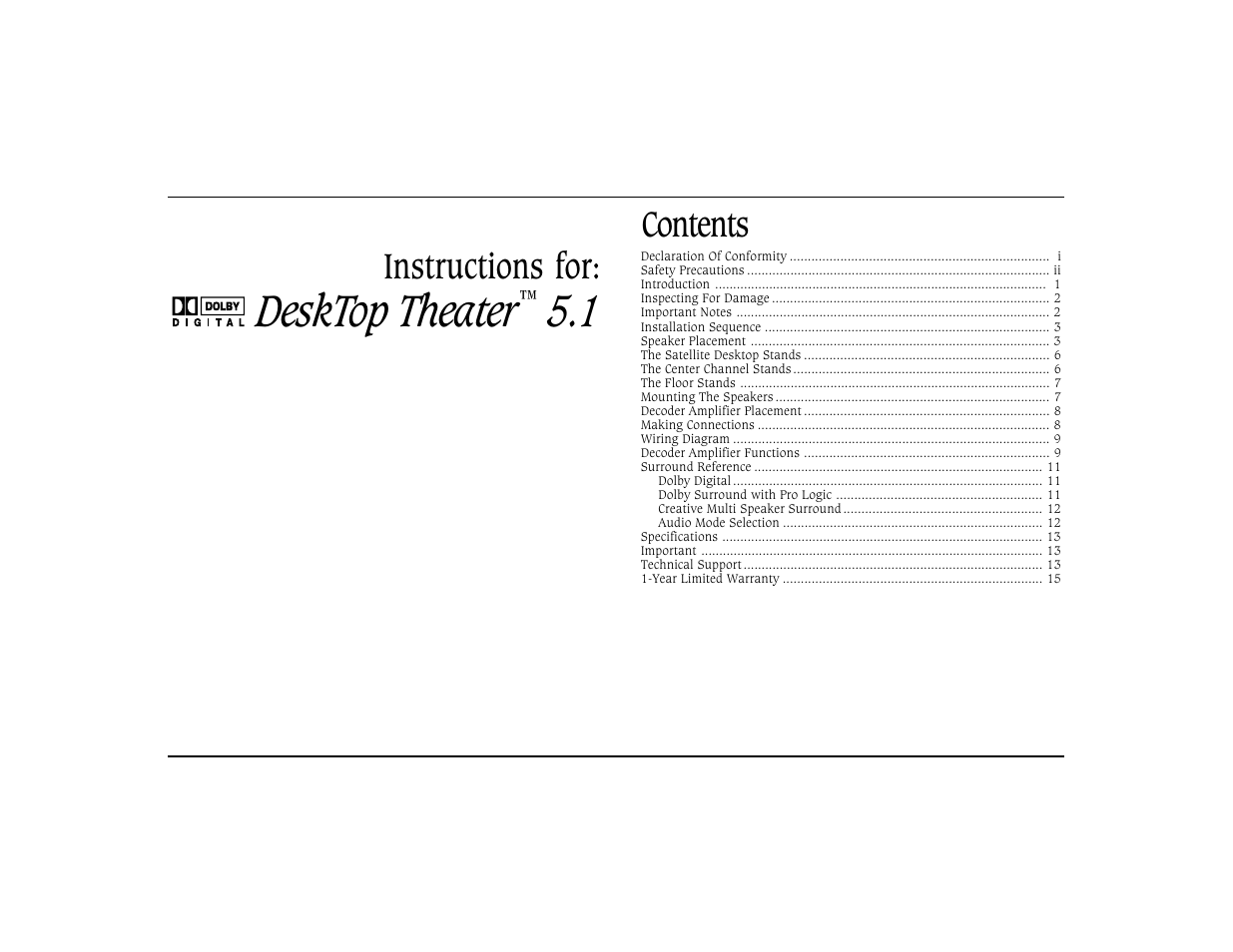 Cambridge SoundWorks Home Theater System User Manual | 19 pages