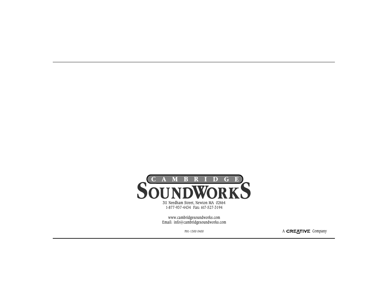 Cambridge SoundWorks Home Theater System User Manual | Page 19 / 19