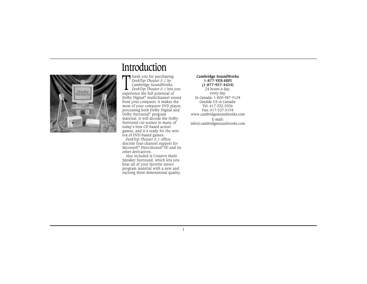 Introduction | Cambridge SoundWorks Home Theater System User Manual | Page 4 / 19