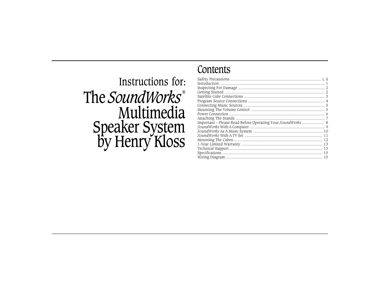 Cambridge SoundWorks Speaker System User Manual | 19 pages