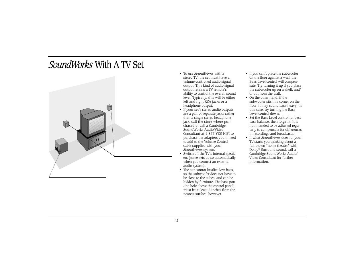 Soundworks with a tv set | Cambridge SoundWorks Speaker System User Manual | Page 14 / 19