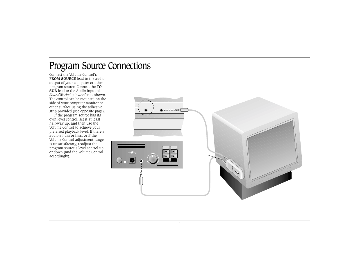 Program source connections, Long lead ( to sub ) | Cambridge SoundWorks Speaker System User Manual | Page 7 / 19