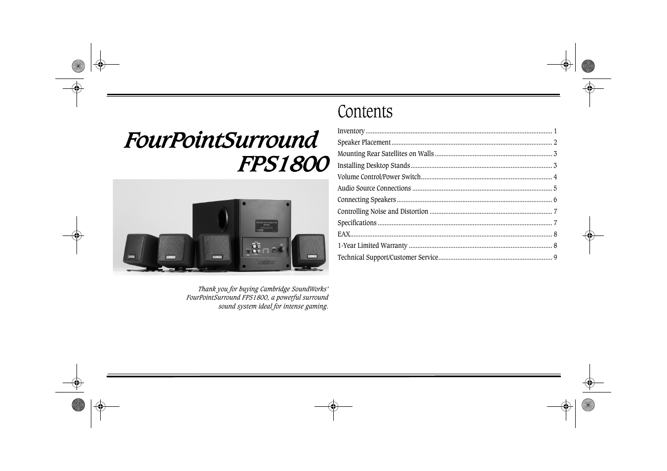 Cambridge SoundWorks FPS1800 User Manual | Page 5 / 14