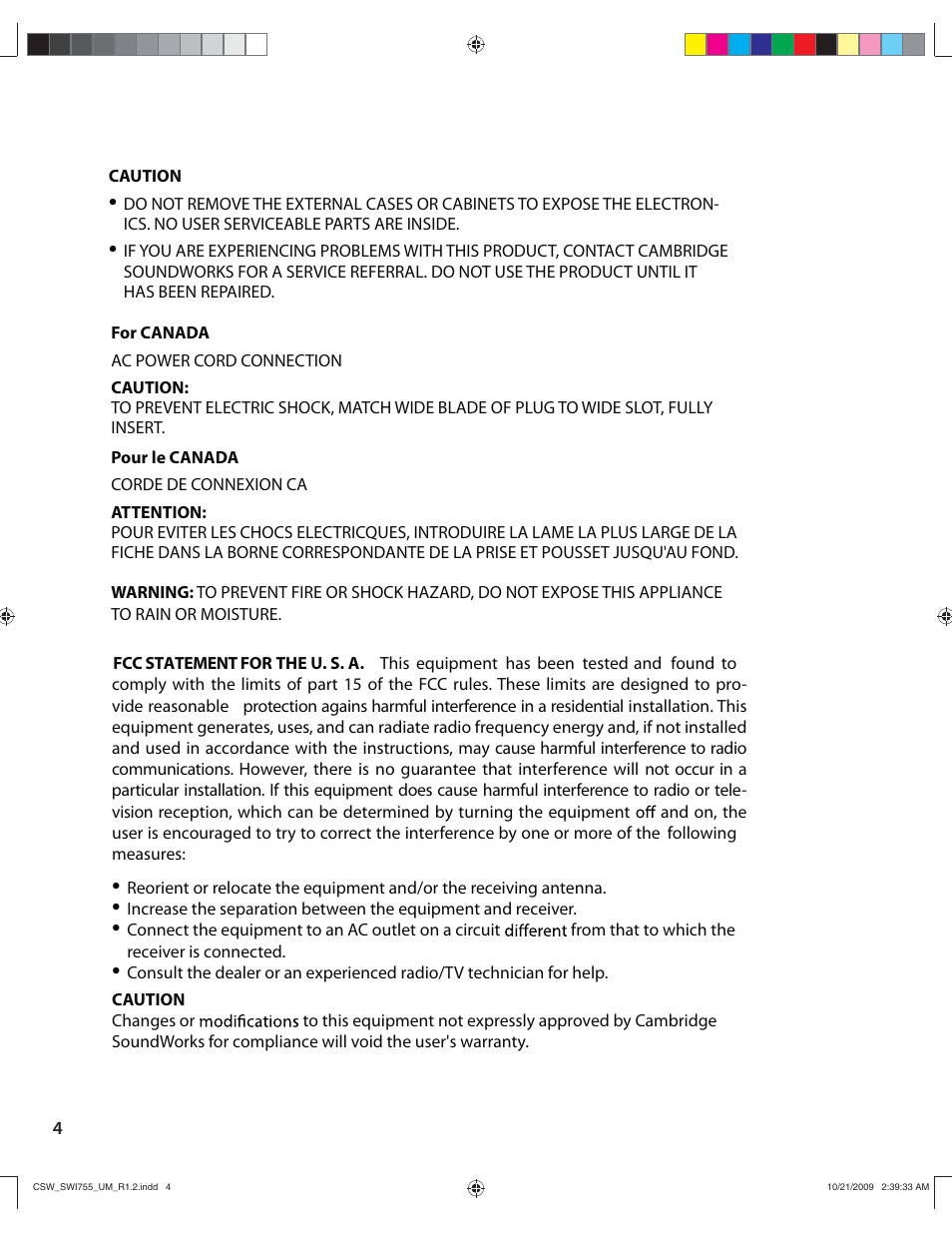 Cambridge SoundWorks I755 User Manual | Page 4 / 24