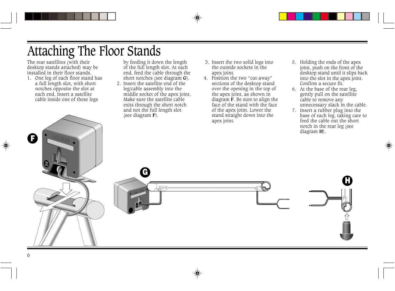 Attaching the floor stands | Cambridge SoundWorks FPS2000 User Manual | Page 10 / 20