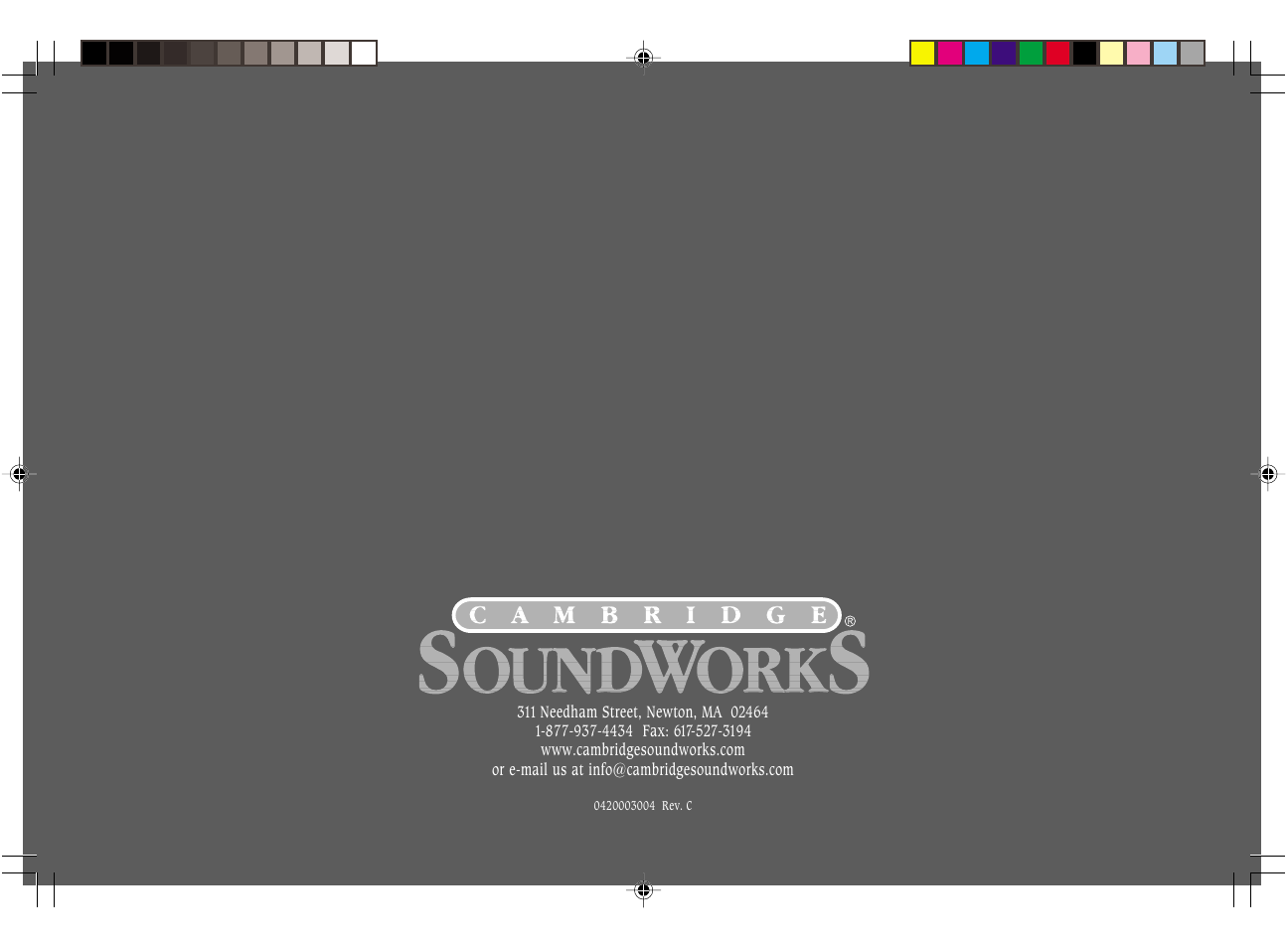 Cambridge SoundWorks FPS2000 User Manual | Page 20 / 20