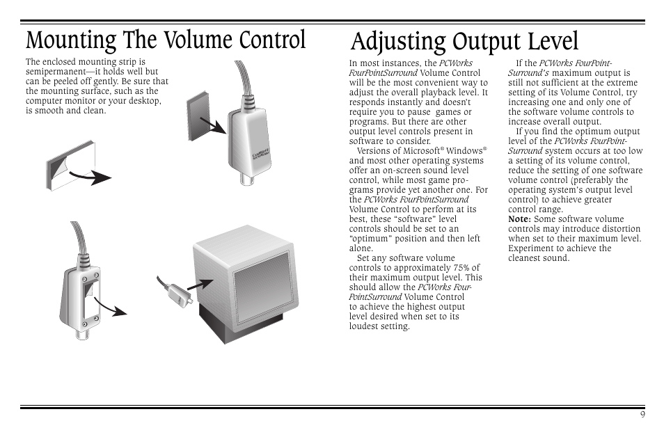 Mounting the volume control adjusting output level | Cambridge SoundWorks PCWorks User Manual | Page 13 / 20