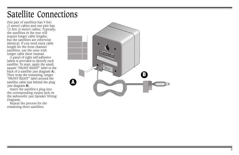 Satellite connections | Cambridge SoundWorks PCWorks User Manual | Page 9 / 20